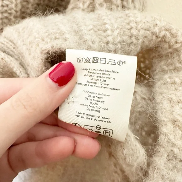 Sezane Basile Cardigan Sweater Beige Tan Oatmeal Alpaca Wool Blend Small - Picture 10 of 11